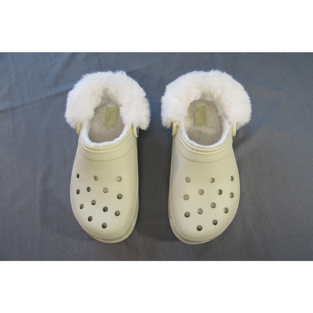 Women's Crocs Faux Fur Lined Clogs Mammoth Luxe Radiance W7 Cream Ivory